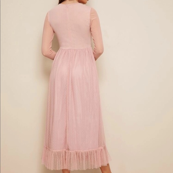 sold 🆕 Mesh Overlay Ruffle Hem Dress - Picture 3 of 7